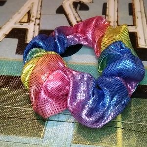 Metallic Rainbow Holographic Scrunchy